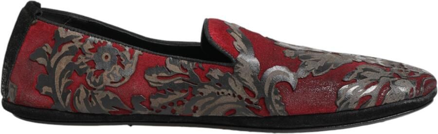 Dolce & Gabbana Bordeaux Jacquard Leren Instapper Schoenen