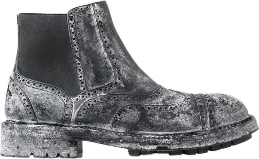 Dolce & Gabbana Brogue Chelsea Boots Versleten Leer