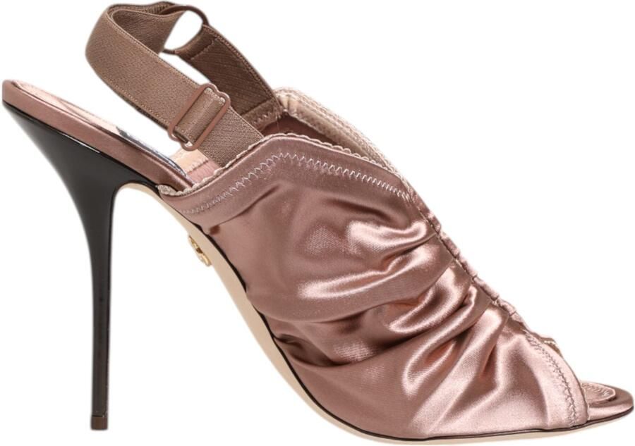 Dolce & Gabbana Bronzen Satijnen Gerimpelde Slingback Sandalen Schoenen