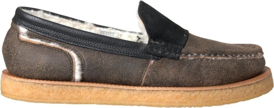Dolce & Gabbana Bruin Zwart Bont Leren Instappers Heren Schoenen