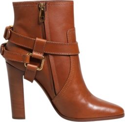 Dolce & Gabbana Bruine Leren DG Logo Gesp Enkelboots Schoenen