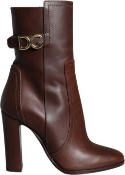 Dolce & Gabbana Bruine Leren Hakken Enkelboots Schoenen