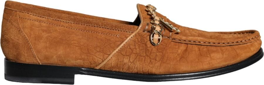 Dolce & Gabbana Bruine Velours Leren Logo Moccassin Instapschoenen