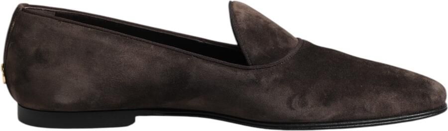 Dolce & Gabbana Bruine Velvet Leren Slip-On Instappers