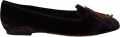 Dolce & Gabbana Dames Paarse Fluwelen DG Hart Instappers Flats Schoenen - Paars