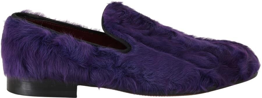 Dolce & Gabbana Dames Paarse Schapenbont Leren Instappers