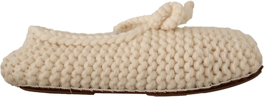 Dolce & Gabbana Dames Witte Slip On Ballerina Flats Wol Gehaakte Schoenen