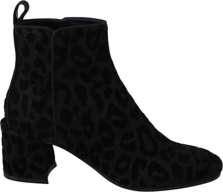 Dolce & Gabbana Dames Zwart Luipaard Korte Laarzen Rits Schoenen