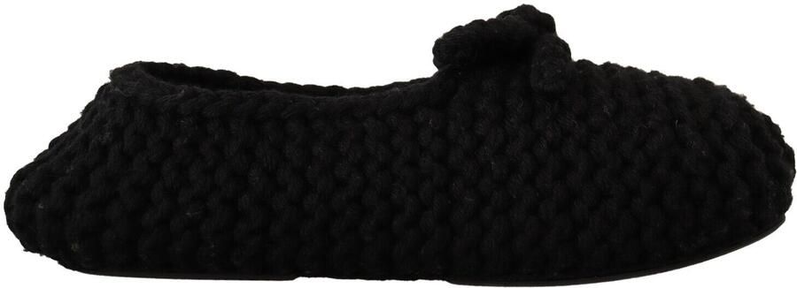 Dolce & Gabbana Dames Zwarte Slip-On Ballerina Flats Wol Gebreide Schoenen