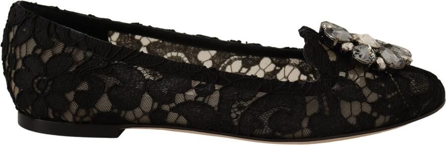 Dolce & Gabbana Dames Zwarte Taormina Kanten Kristallen Instappers Schoenen