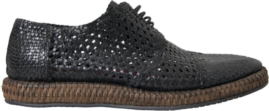 Dolce & Gabbana Geweven Leren Instappers Zwart Stijl