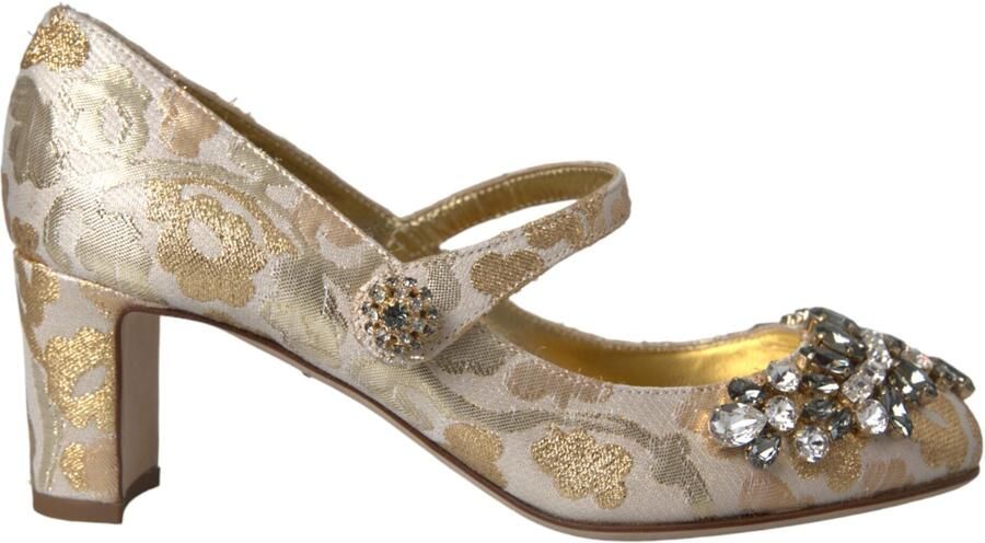 Dolce & Gabbana Gouden Jacquard Kristallen Mary Janes Pumps Schoenen