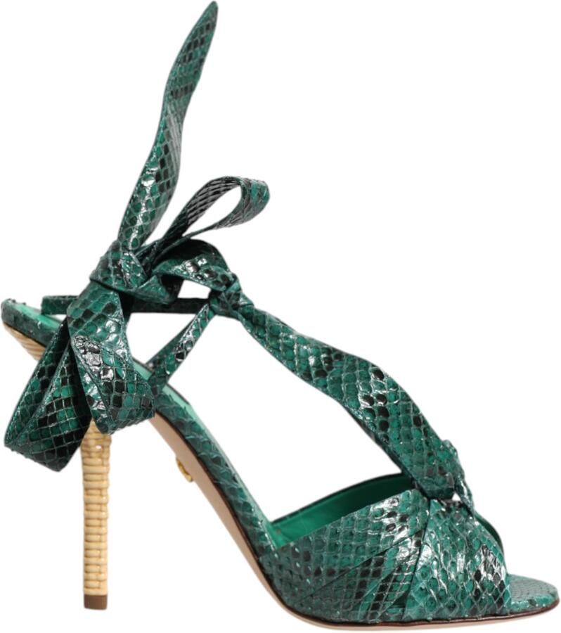 Dolce & Gabbana Groene Python Leren Hakken Sandalen Schoenen