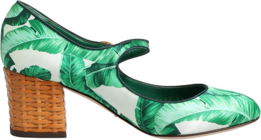Dolce & Gabbana Groene Zijde MARY JANES Blad Sandalen Schoenen