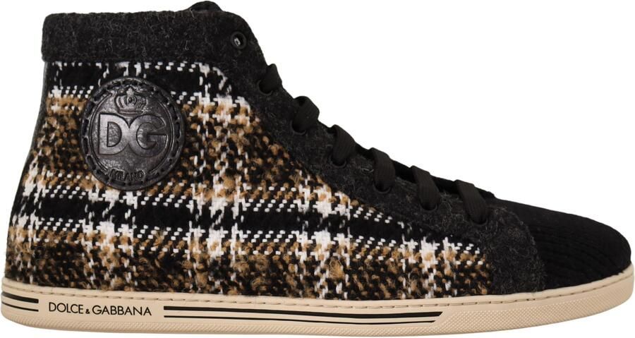 Dolce & Gabbana Heren Beige Bruine Wol Katoen Hoge Sneakers