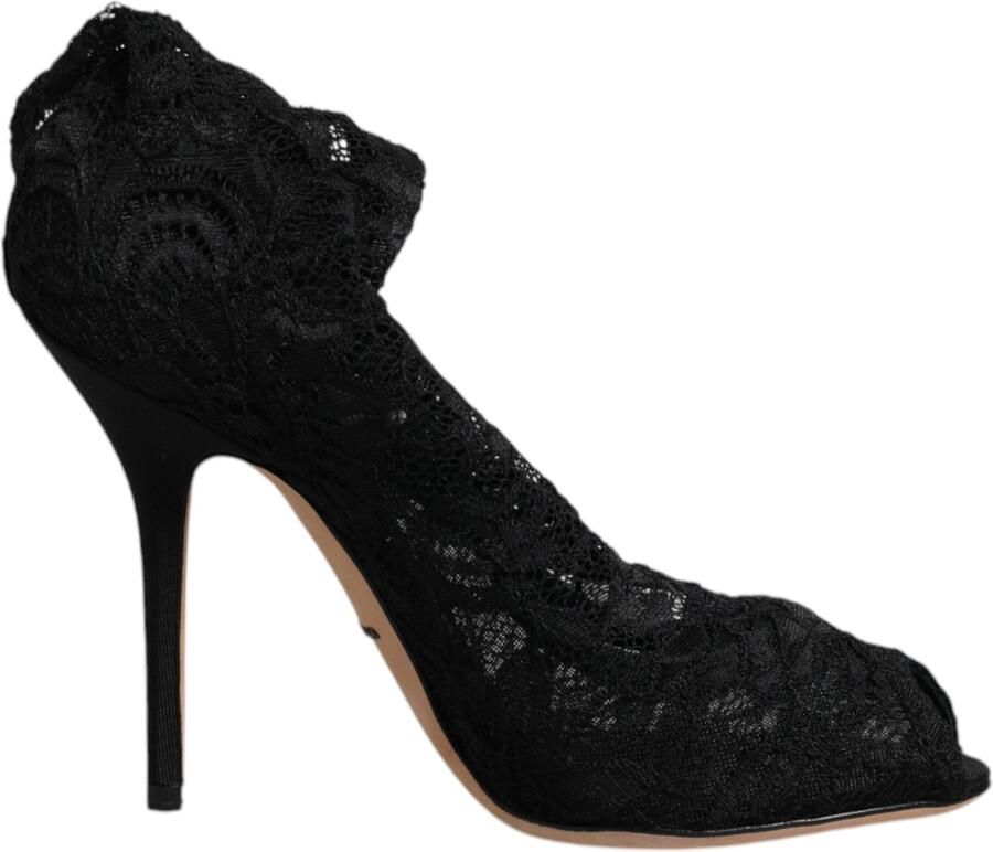 Dolce & Gabbana Lace Peep Toe Pumps Zwarte Stijl