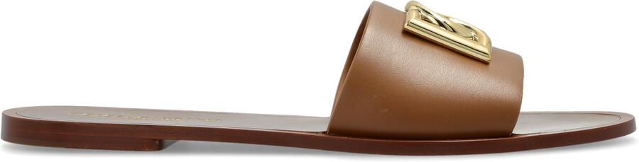 Dolce & Gabbana Leren slippers met applicatie in logo-vorm