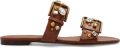 Dolce & Gabbana Leren slippers met glinsterende versieringen - Bruin