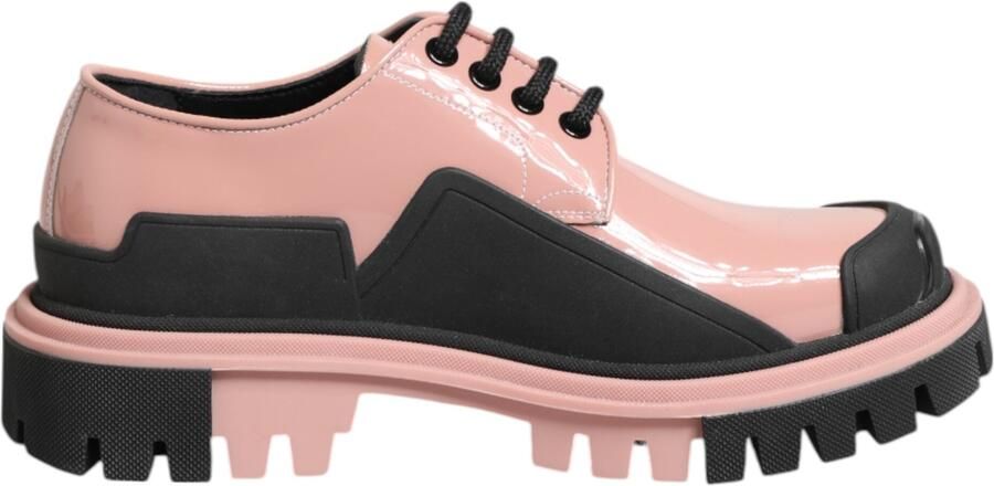 Dolce & Gabbana Licht Poederroze Zwarte Leren Veterschoenen