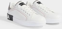 Dolce & Gabbana Portofino Sneakers Leer Wit Zilver