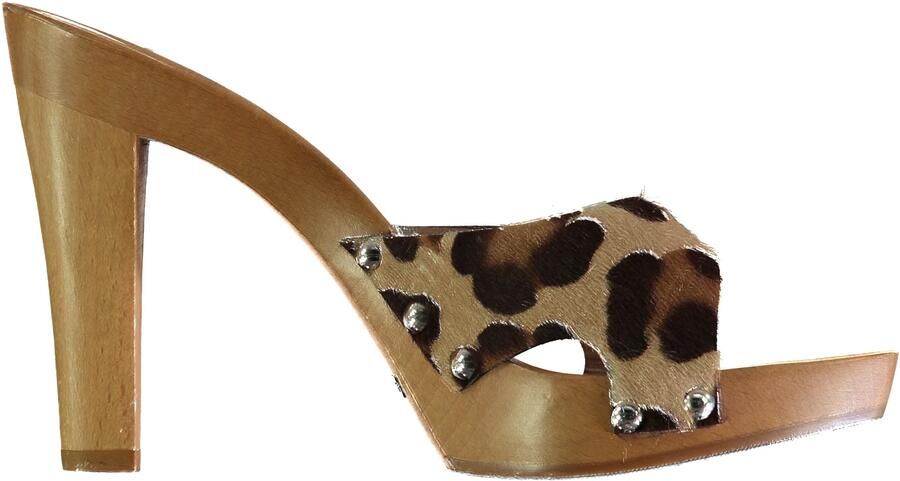 Dolce & Gabbana Pre-owned Dolce & Gabbana Bruin Luipaardprint Kalfshaar Houten Klompen Sandalen '10s