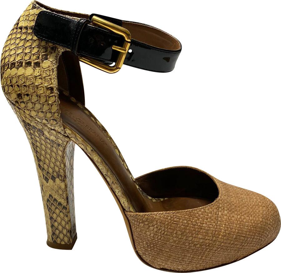 Dolce & Gabbana Pre-owned Dolce & Gabbana D'Orsay Pumps met Animalprint in Beige Leer