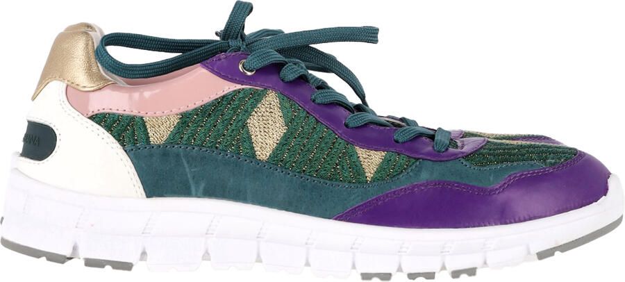 Dolce & Gabbana Pre-owned Dolce & Gabbana Mardi Gras lage sneakers in veelkleurig leer en suède.