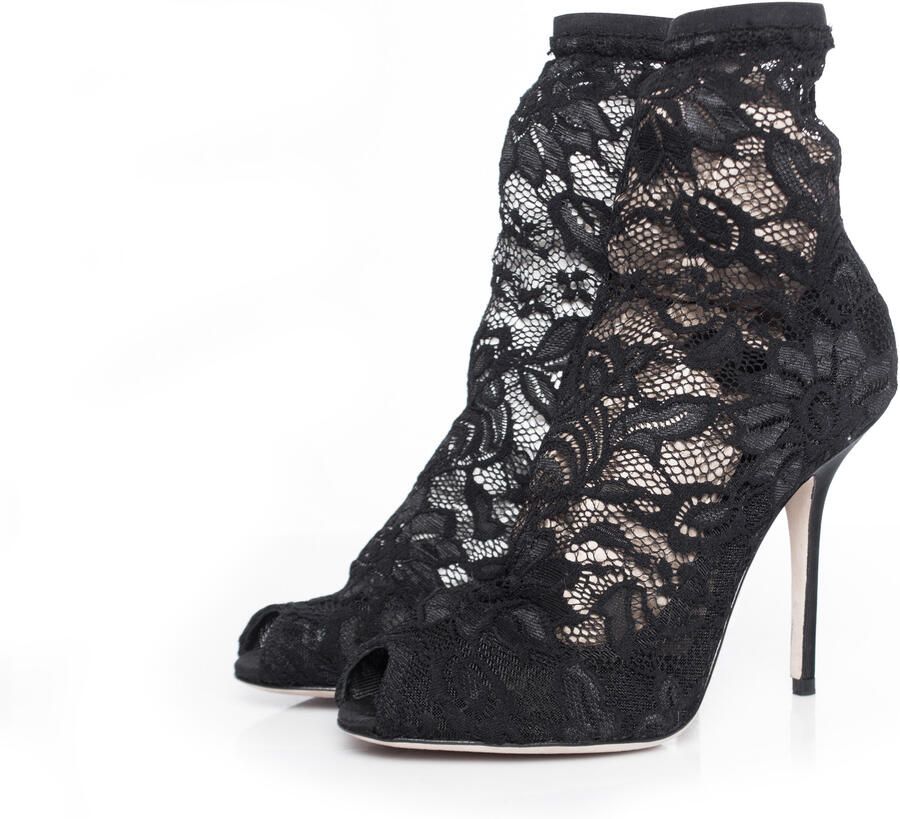 Dolce & Gabbana Pre-owned Dolce & Gabbana Stretch enkellaarsjes met kant.