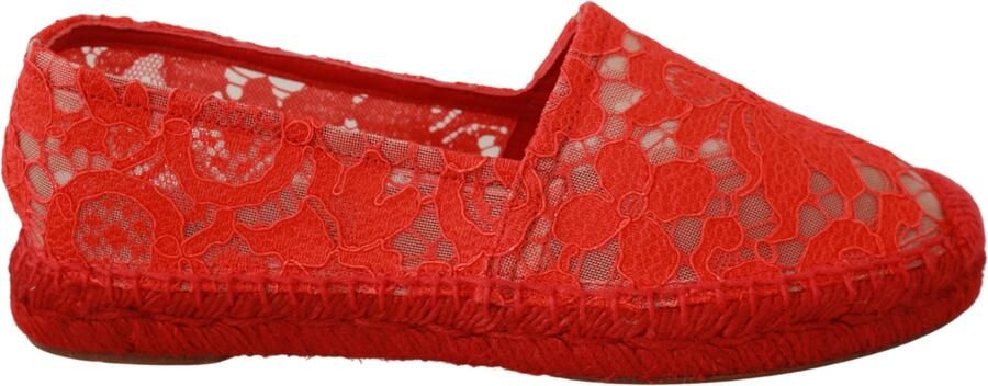 Dolce & Gabbana Rode Kant Katoenen Espadrilles Ballerina's