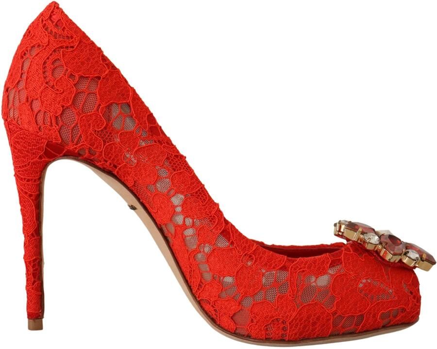 Dolce & Gabbana Rode Taormina Kanten Kristallen Hakken Dames Pumps