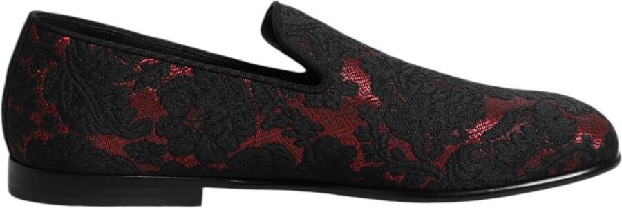 Dolce & Gabbana Rood Zwart Jacquard Instapper Heren Loafers Schoenen