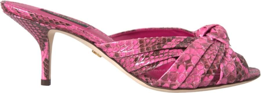 Dolce & Gabbana Roze Exotische Leren Kitten Heels Slides Schoenen