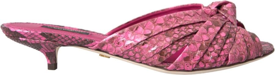 Dolce & Gabbana Roze Exotische Leren Kittenheels Slides Schoenen