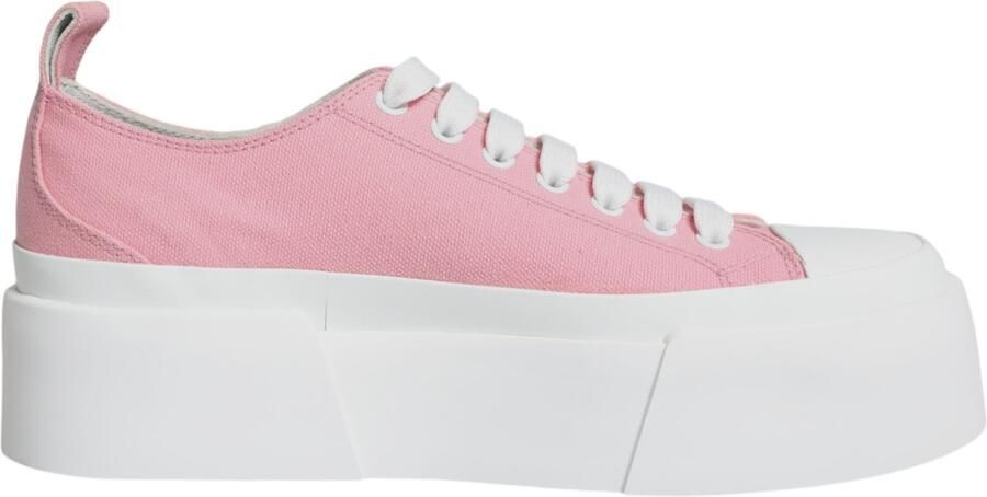 Dolce & Gabbana Roze Witte Canvas Logo Lage Sneakers Schoenen