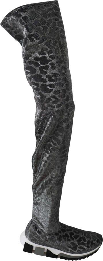 Dolce & Gabbana Vrouwen Grijs Luipaard Hoge Top Sneakers Booties Schoenen