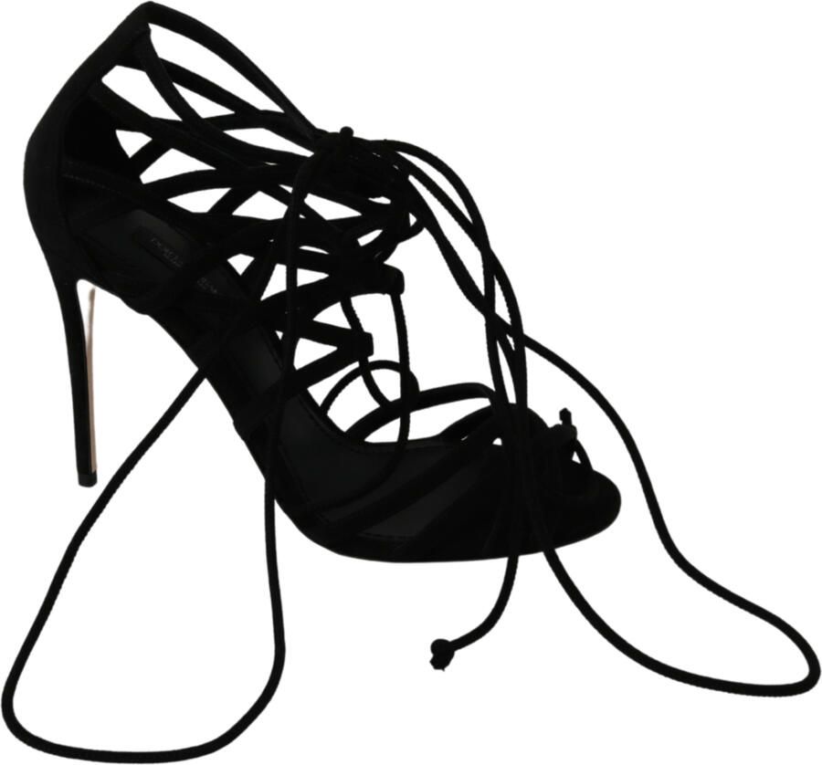 Dolce & Gabbana Vrouwen Zwart Suede Strap Stiletto's Schoenen Sandalen