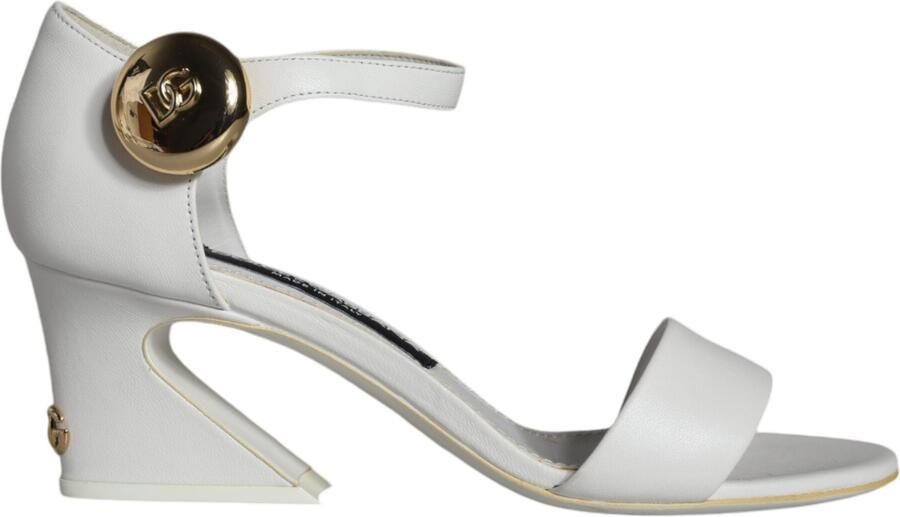 Dolce & Gabbana Witte Leren Hakken Keira Sandalen Schoenen