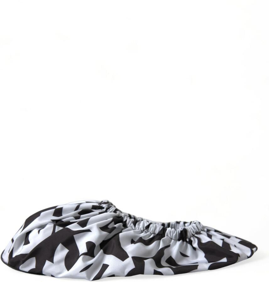 Dolce & Gabbana Witte Logo Print Nylon Instappers Flats Schoenen