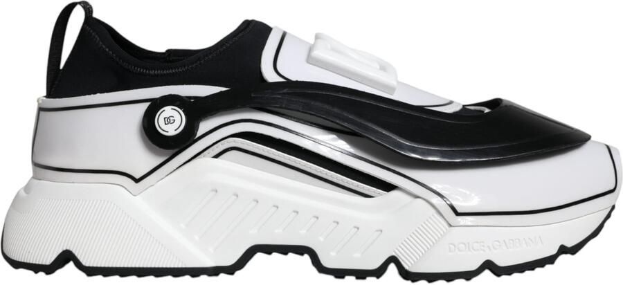 Dolce & Gabbana Witte Zwarte Logo Plaque Daymaster Sneakers Schoenen
