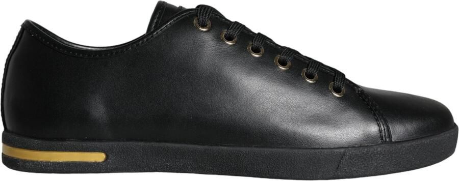 Dolce & Gabbana Zwart Gouden Leren Klassieke Sneakerschoenen