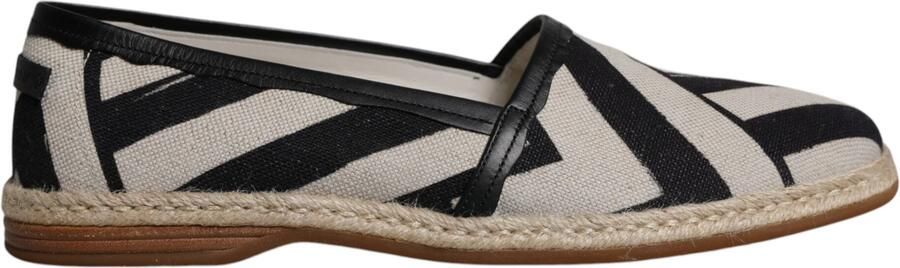 Dolce & Gabbana Zwart Witte Strepen Instap Espadrille Schoenen