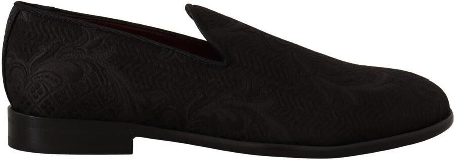 Dolce & Gabbana Zwarte Bloemen Brocade Slippers Instapschoenen voor Mannen