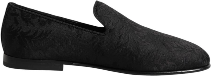 Dolce & Gabbana Zwarte Bloemen Brokaat Instappers Heren Dresschoenen