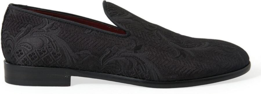 Dolce & Gabbana Zwarte Brokaat Heren Instap Loafer Dresschoenen