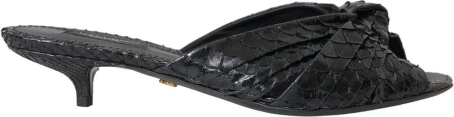 Dolce & Gabbana Zwarte Exotische Leren Hakken Slides Schoenen