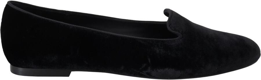 Dolce & Gabbana Zwarte Fluwelen Instappers Loafers Flats Schoenen