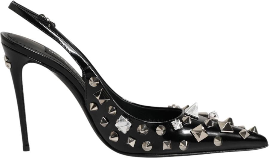 Dolce & Gabbana Zwarte Geknoopte Leren Hakken Slingbacks Schoenen