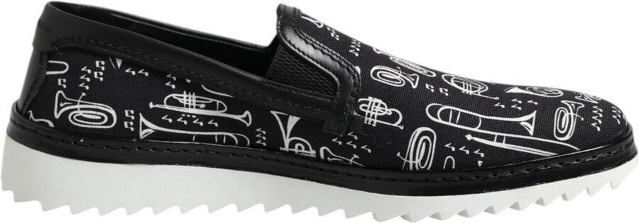 Dolce & Gabbana Zwarte Instap Geprinte Heren Loafers Schoenen
