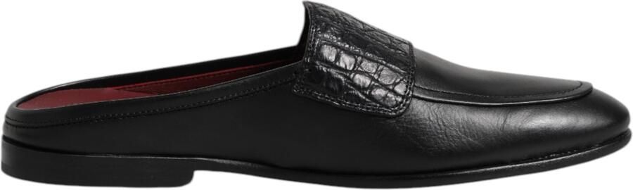Dolce & Gabbana Zwarte Kalfsleer Instappers Scholen