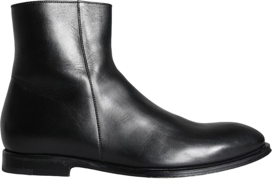 Dolce & Gabbana Zwarte Kalfsleren Heren Enkellaarsjes Heren Schoenen